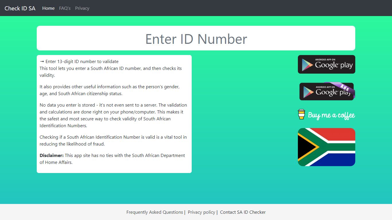 SA ID Number Validator - Check South African ID